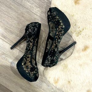 Cute Black Lacey Heels